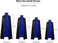 Vista 63 de Disfraz de capa reversible con cuello alto y capucha, color negro y rojo