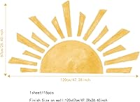 Vista 2 de Calcomanías de pared grandes bohemias con diseño de medio amanecer, para despegar y pegar, calcomanías de acuarela para pared de amanecer