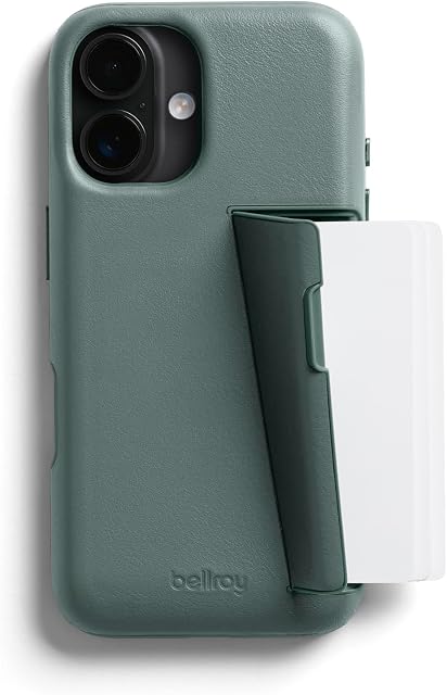 Bellroy Phone Case – 3 Card for iPhone 16 (Leather iPhone case, Phone Wallet) - Agave