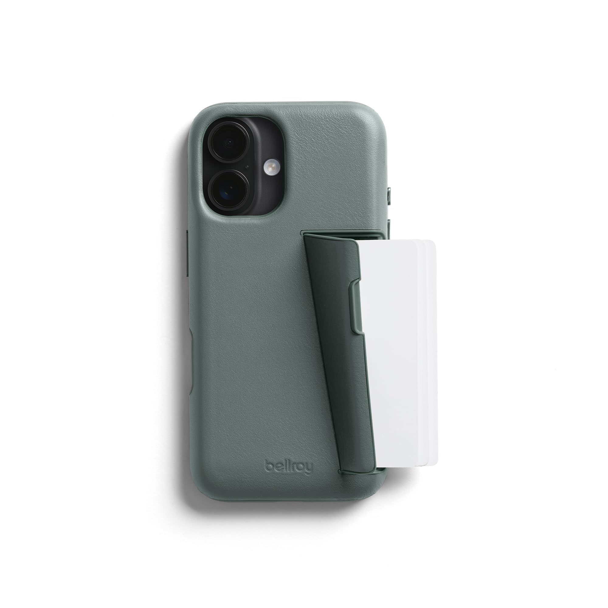 Bellroy Phone Case – 3 Card, kompatibel mit iPhone 16 - Agave | Schlanke Leder-Handyhülle und Handy-Geldbörse für ein iPhone 16 mit Platz für 3 Karten und schlankem Profil