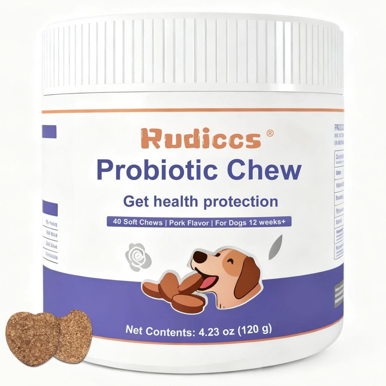 Dog Probiotics Probiotics for Dogs - Digestive Enzymes for Gut Flora, Digestive Health, Diarrhea & Bowel Support - Dog Supplement Soft Chew for Pet Immune System -（40ct ） (120g)