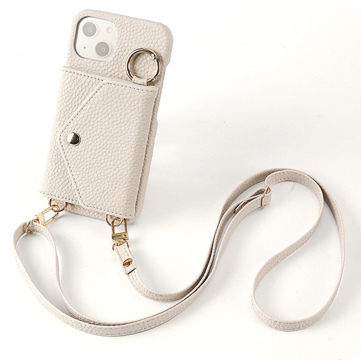 Eaacaa for iPhone 13-16 Phone Cases/with A Cross Shaped Drawstring/Credit Card Clip/Material; PU+TPU Synthetic Leather Also Has Anti-Theft Brush