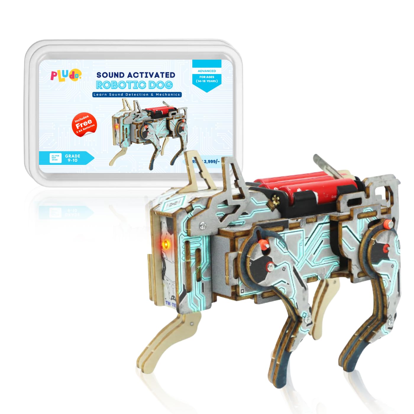 Pludo Sound Activated Robotic Dog STEM Kit for Kids 14–16, Smart Robot Dog DIY Kit with Sound Control, Walking Robotic Dog Model for Learning Electronics, Mechanics & Automation Concepts Grade 9–10-image-0