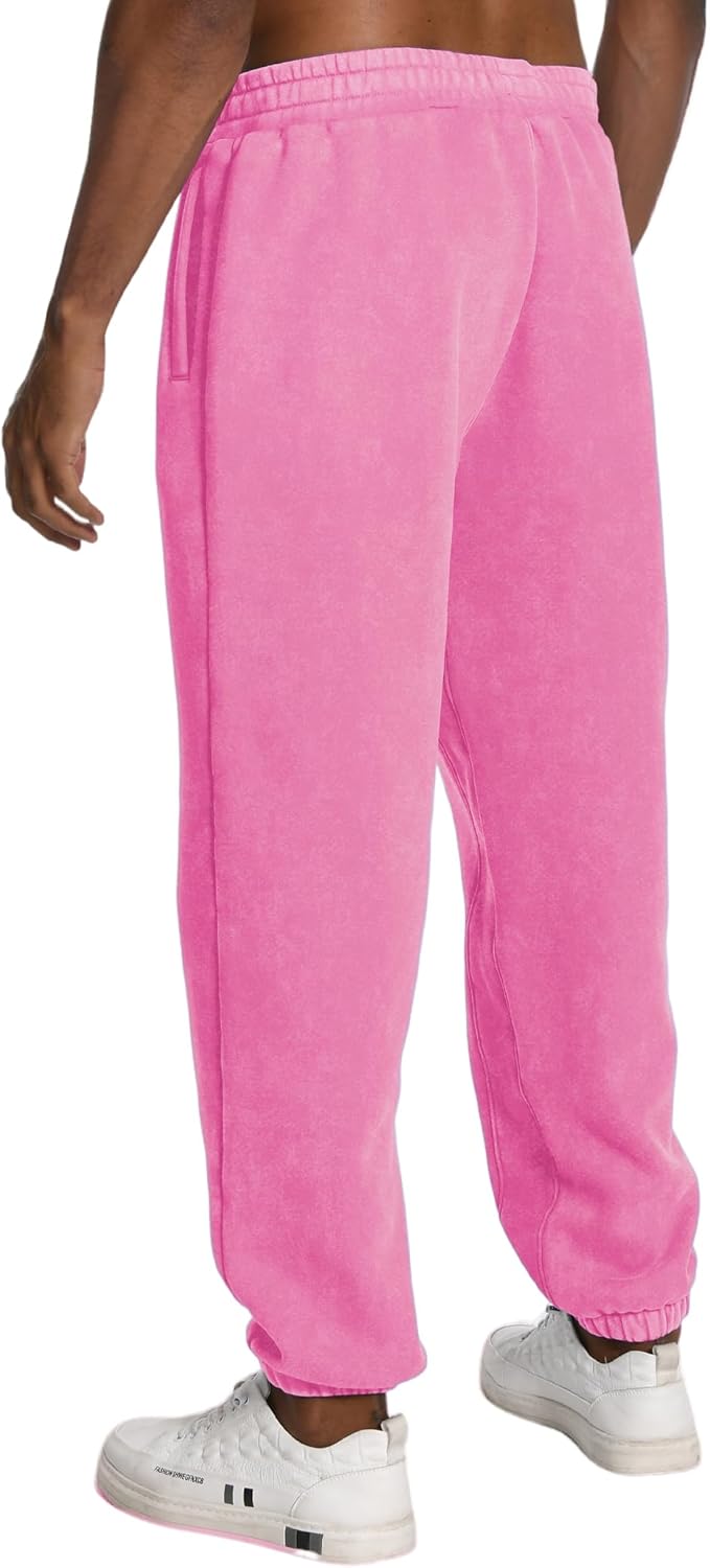 FAIABLE Heavyweight Fleece-Lined Joggers for Men, Winter Warm Washed Sweatpants Relaxed Fit Tapered Cuff & Drawstring Unisex