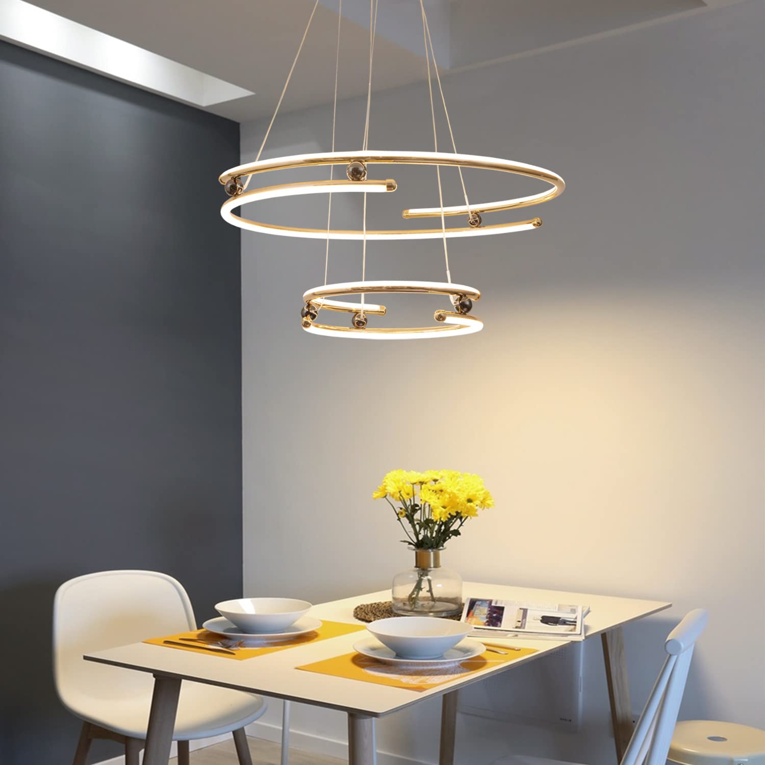 ZYCYLIGHT Modern Spirial LED Chandelier, LED Hanging Light Fixture, 68W