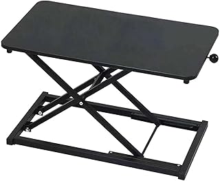 Height Adjustable Standing Desk Converter, Ergonomic Sit Stand Desk Riser with X-Lift Structure, 23.6 x 13.3 Inch Portable Desktop Workstation, Keyboard Stand for Laptop Monitor, Black