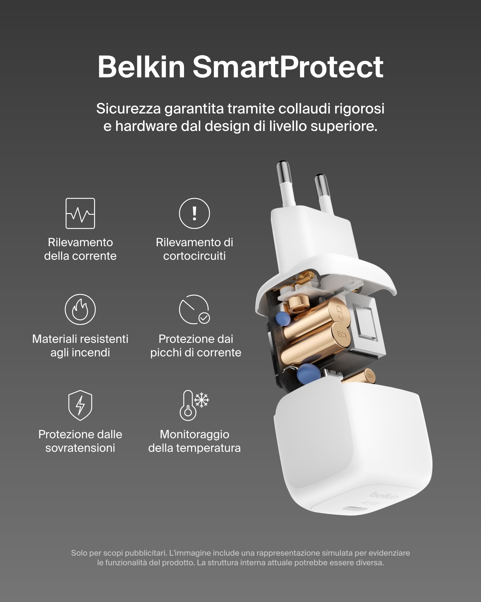 Belkin Caricatore da parete compatto da 45 W, ricarica rapida USB-C Power Delivery per Apple iPhone 16, 16 Plus, 16 Pro, 16 Pro Max, 15 Series, Samsung Galaxy S25, iPad, AirPods e altri, bianco