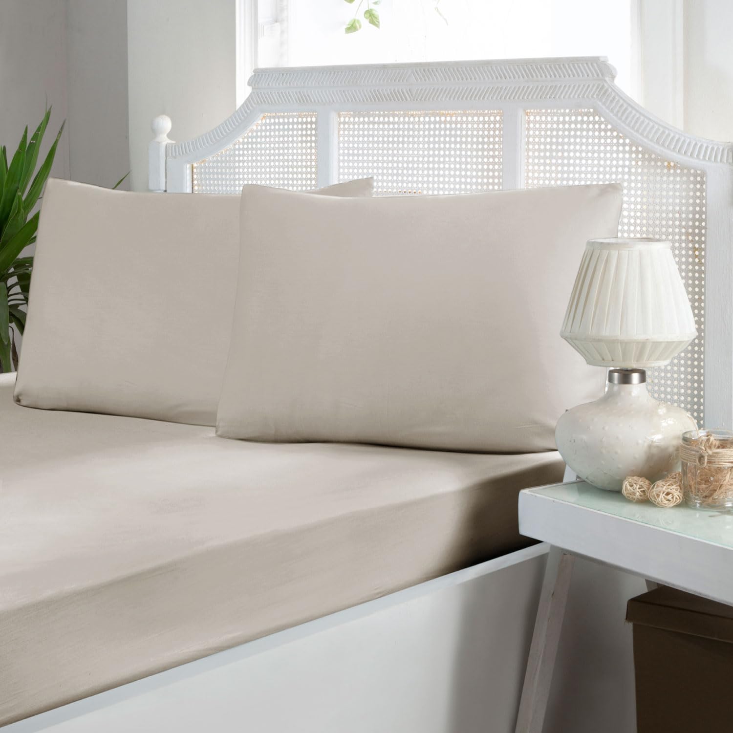 Berca Home 400 Thread Count Egyptian Cotton Fitted Sheet – Silky Soft Feel, 35cm Extra Deep, 360° Elastic Fit, Oeko-Tex Certified (Cream, Super King Size 180x200 cm (71" x 79"))