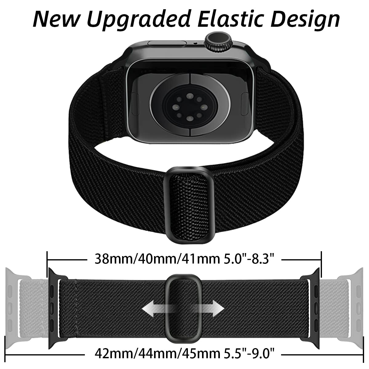 chinbersky 5 Pezzi Compatibile con Cinturino Apple Watch 38mm 40mm 41mm 42mm 44mm 45mm Uomo Donna,Regolabile Nylon Elastico Intrecciato Sport Cinturino di Ricambio Per iWatch Series 7/6/5/4/3/2/1/SE