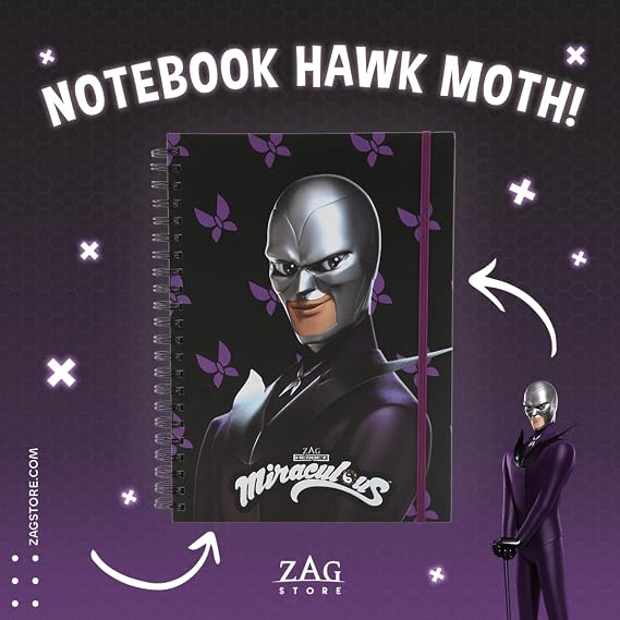 ZAG STORE - Miraculous Ladybug - Super Heroes Notebook Hawk Moth A4