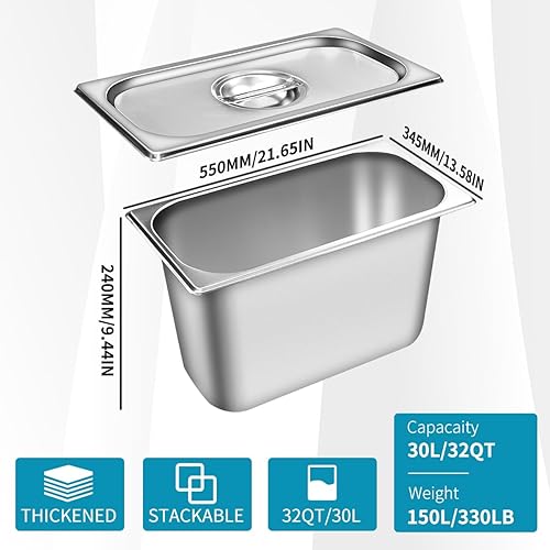 Miniatura 3 de Transportador aislado para alimentos, caja caliente de 32 cuartos  30 L para catering, calentadores de sopa comerciales con 3 sartenes de acero
