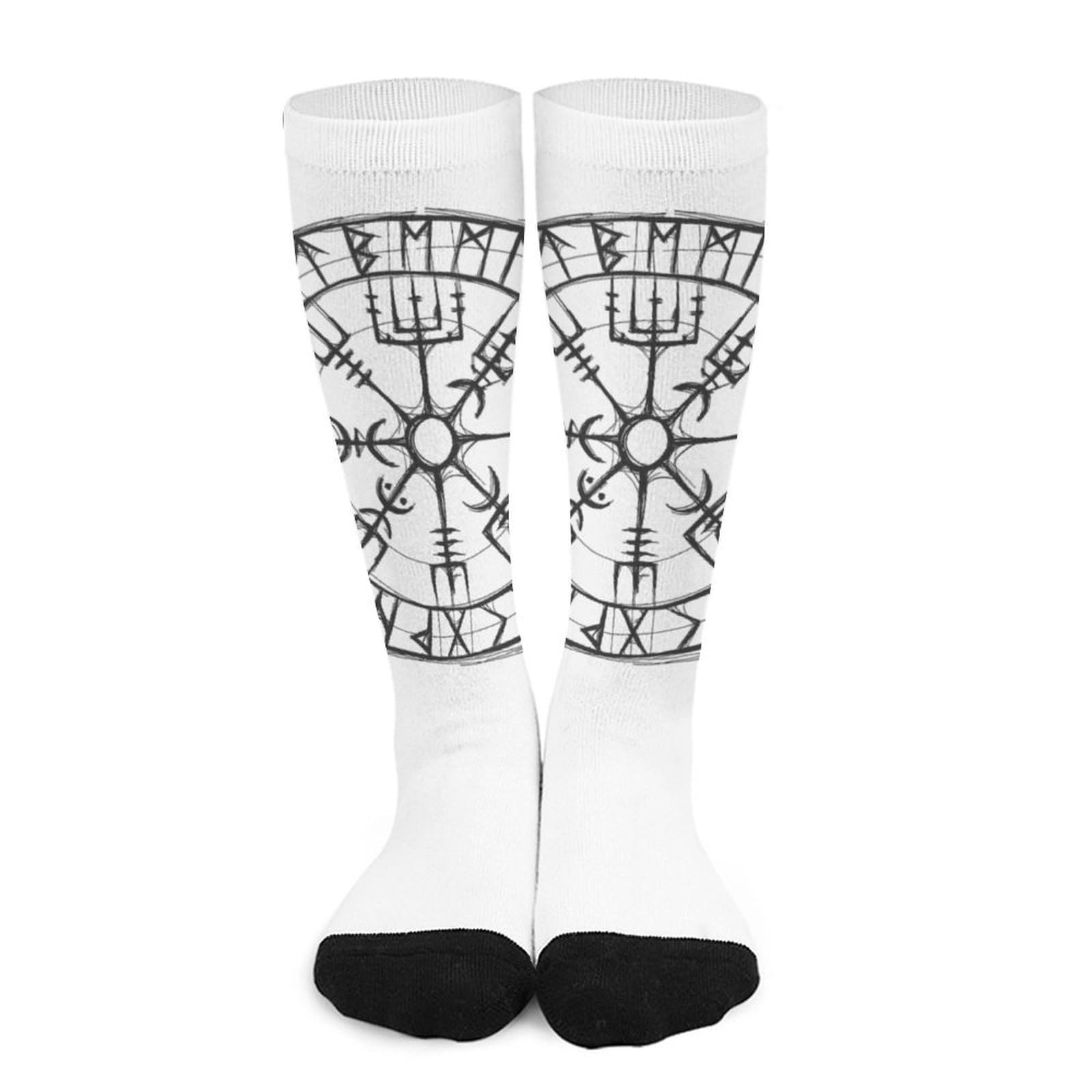 Calzini da Equipaggio Novelty Art, Scheletro Vichingo, Valchiria e Vegvisir Stampati, Casual Traspiranti