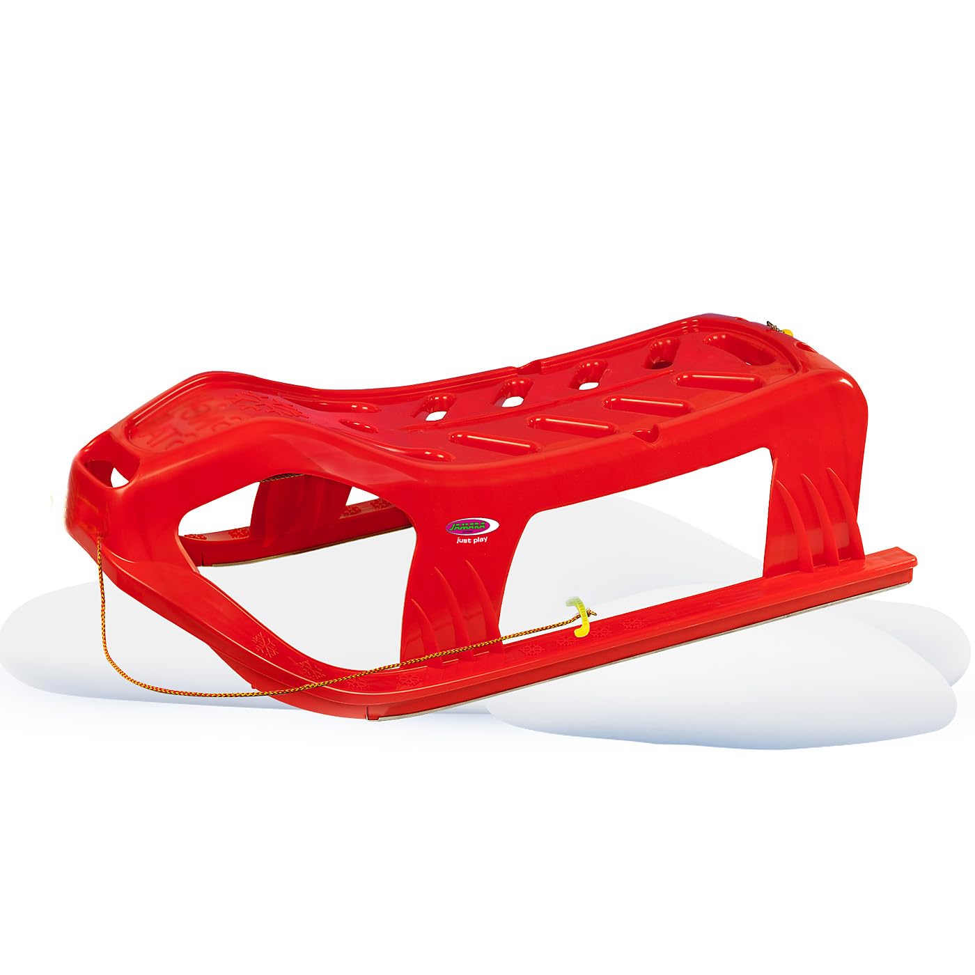 JAMARA Luge 461120 Play Snow-Star - Patins en métal - Corde avec poignée - en Plastique résistant aux Chocs - Rouge