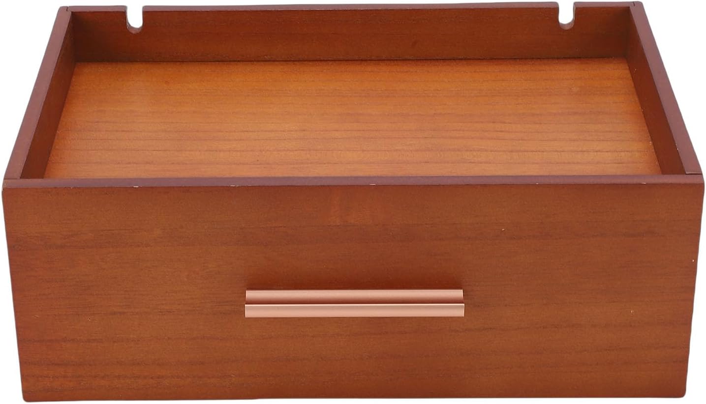 Focket Tea Bag Organizer, Premium Wood 8 Compartments Tea Organizer, Wooden Box with Gold Drawer Pull and Guard Rail for Countertop Bags Storage (Brown)
