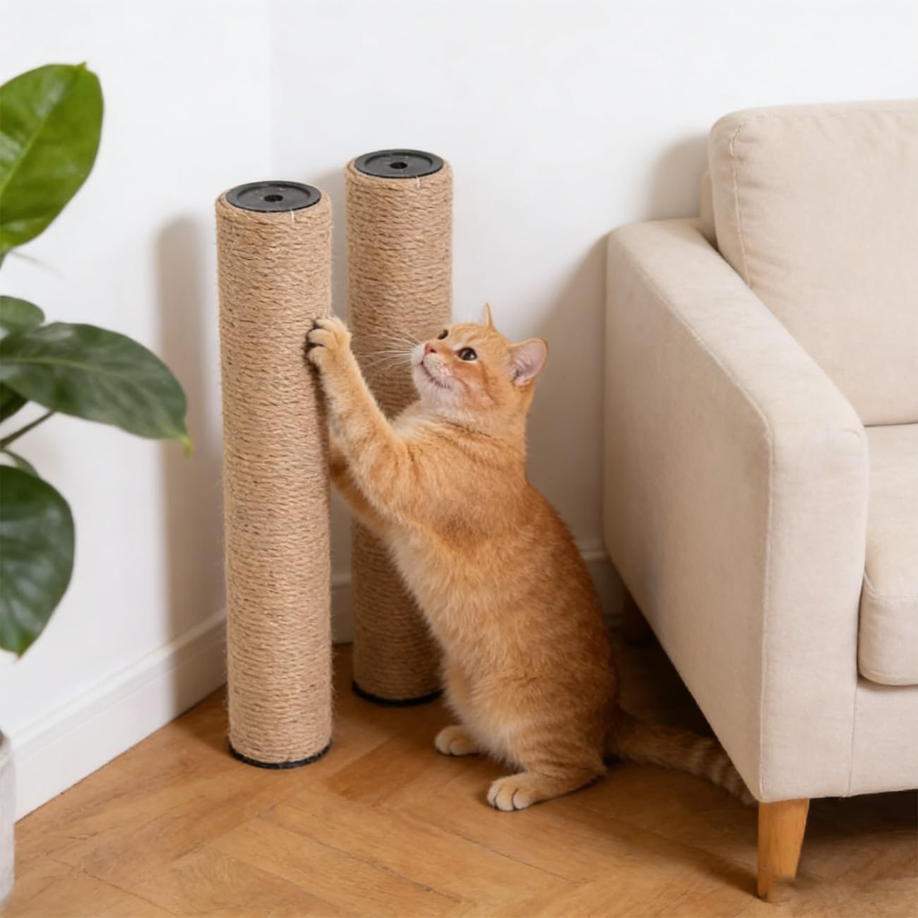 2 Pezzi Tiragraffi Gatti M8 Ricambio, Parti Ricarica Tiragraffi Gatti Tiragraffi In Corda Canapa Con Viti for Gattini Interno Gatti Grandi Dimensioni(Jute,7.6x50cm)