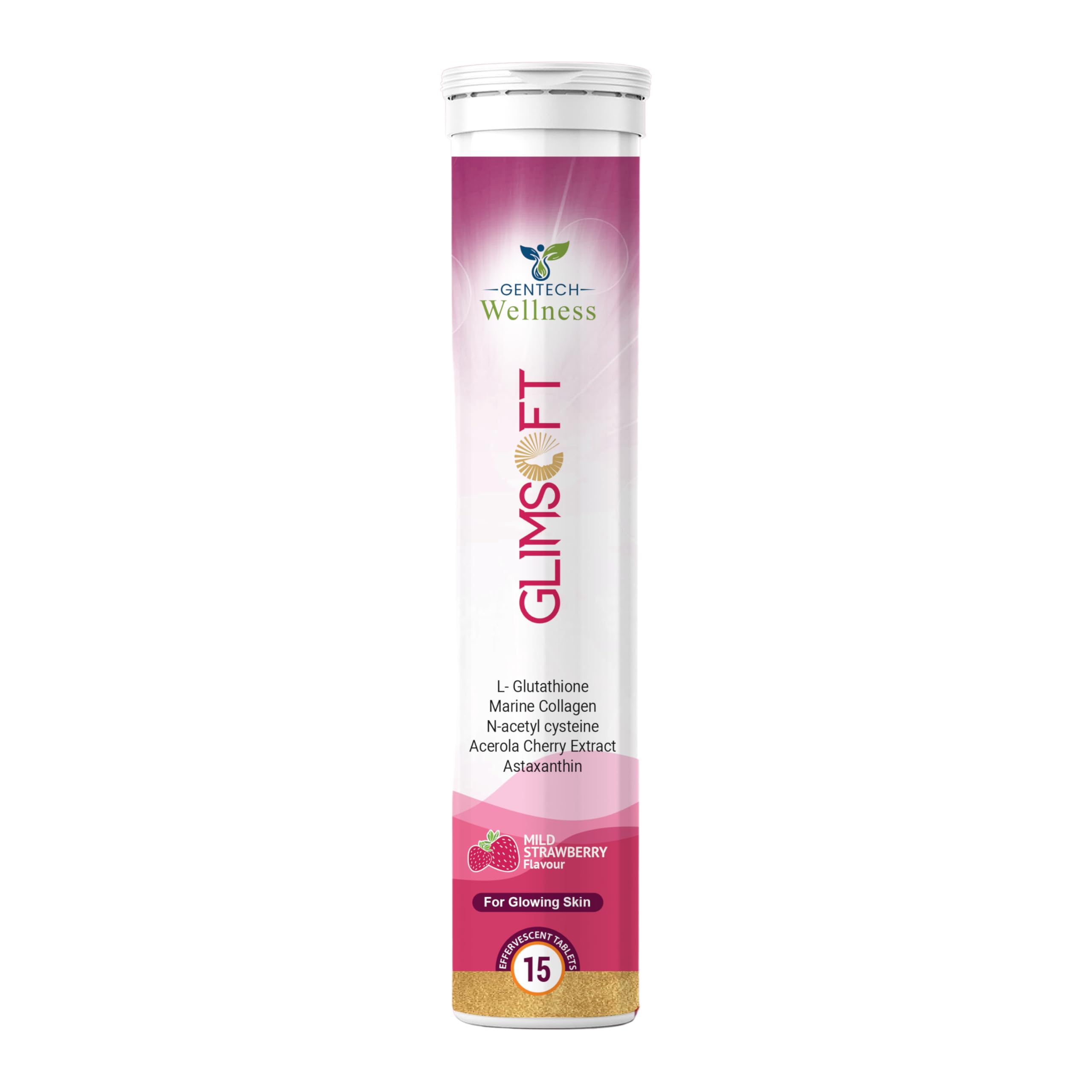 Glimsoft Effervescent Tablets, L-glutathione , Marine collagen, N-acetyl-L-cysteine, Acerola cherry extract to support skin health and antioxidant protection. 15 Effervescent tablet pack of1.-image-13