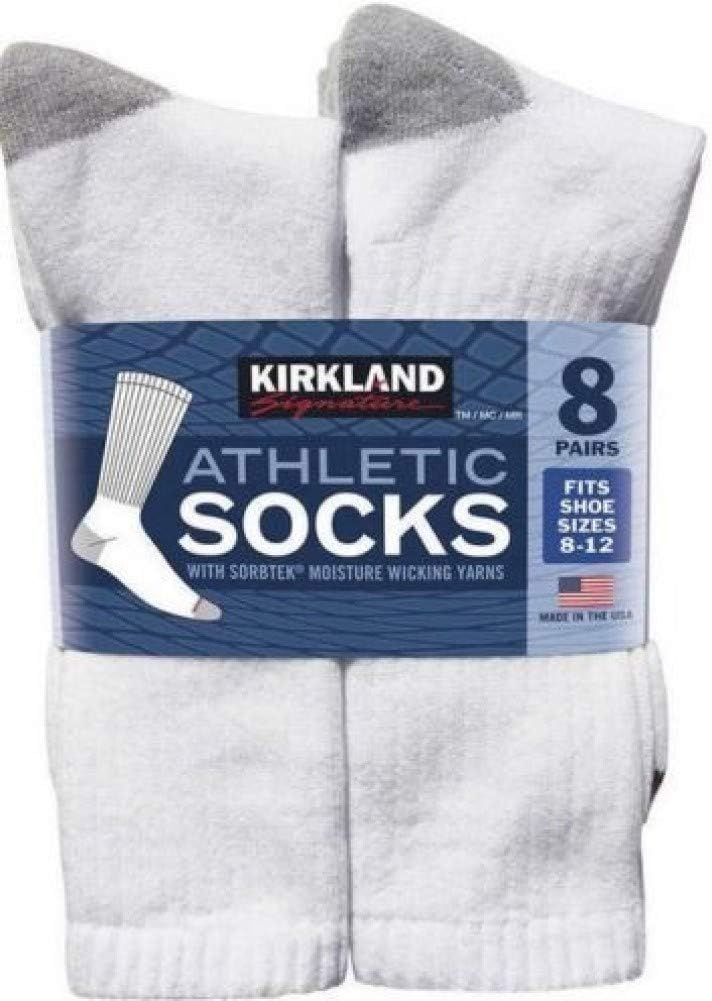 Kirkland Signature Men’s Athletic Sock 8-pair, White (White, 13+)