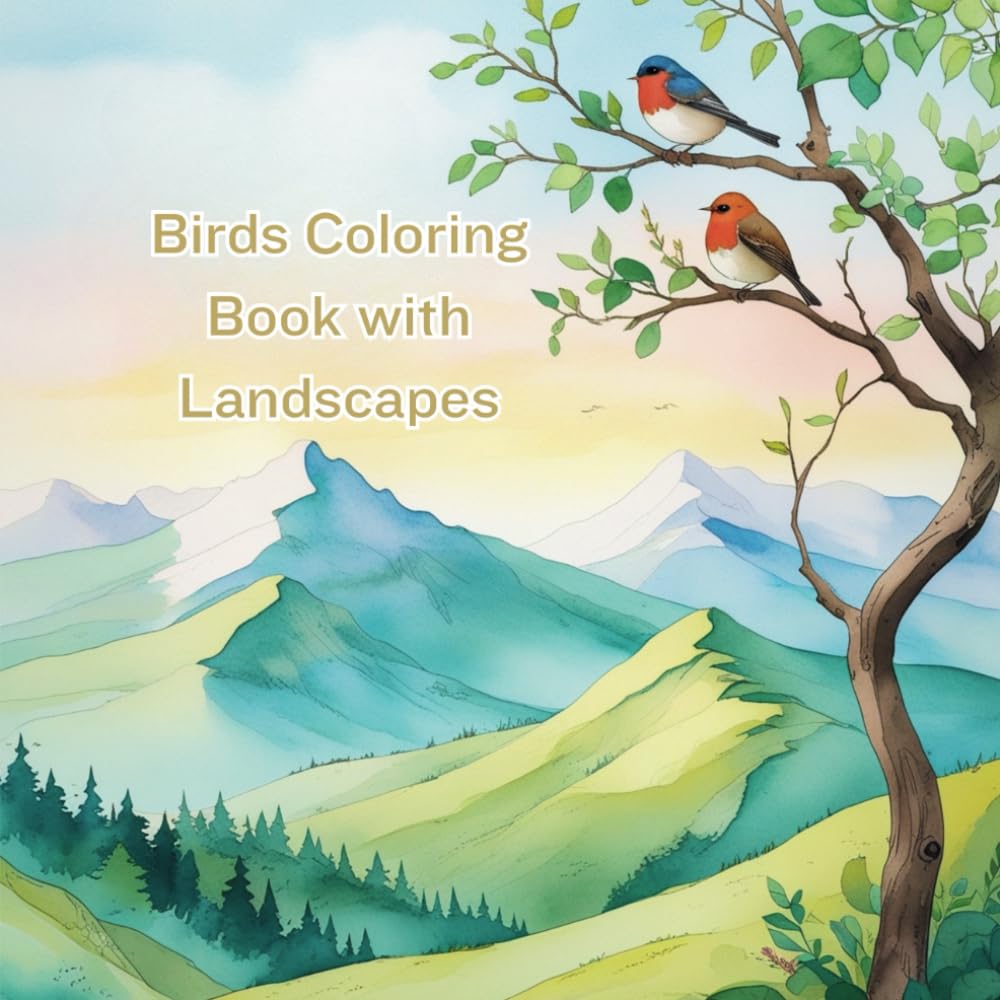 Birds Coloring Book with Landscapes: 50 Beautiful Bird Coloring Pages Featuring Forests Mountains Gardens and Nature Scenes for Adults and Teens