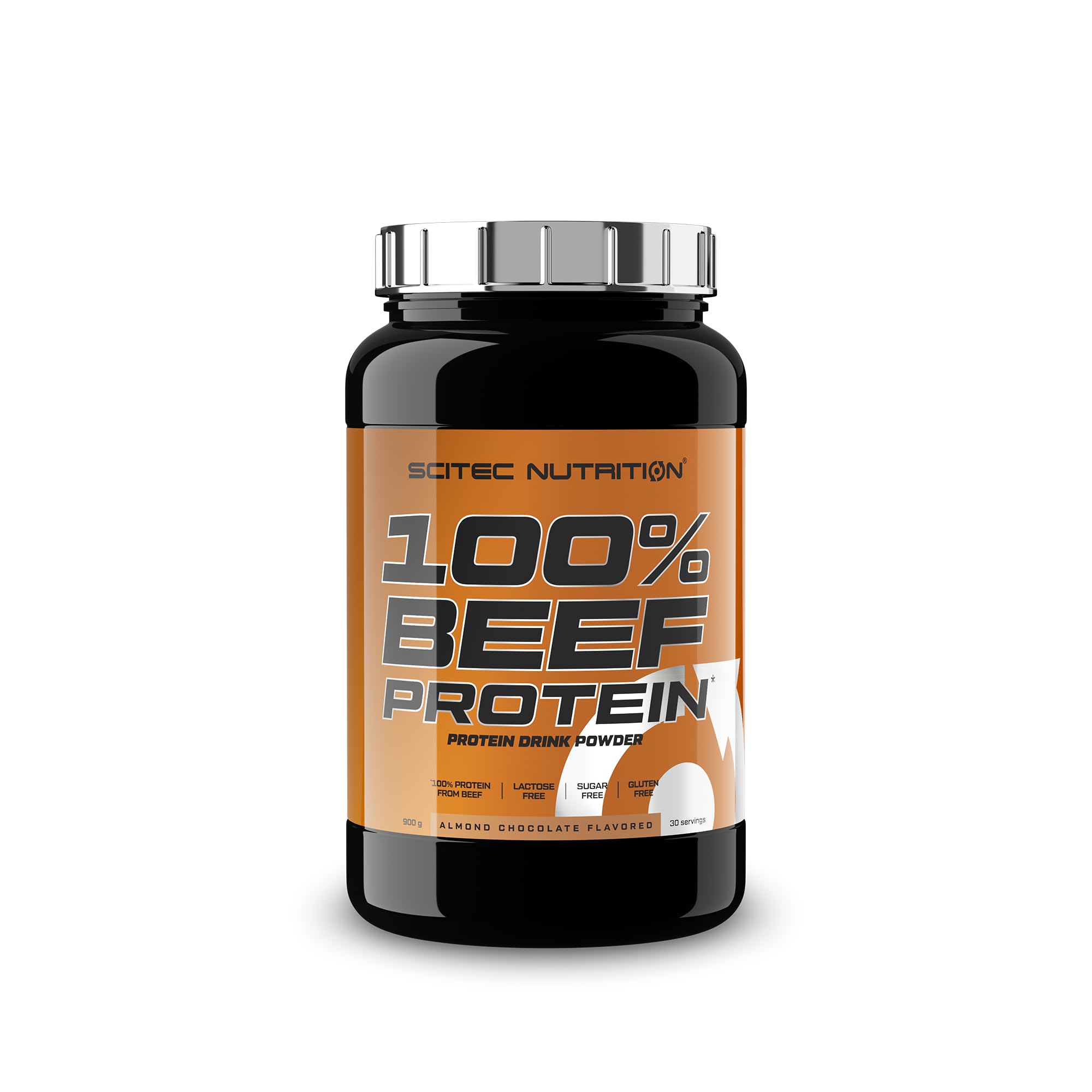 Scitec Nutrition 100% Beef Protein - Flavored Protein Drink Powder - Lactose Free, Sugar Free, Gluten Free, 900 g, Almond Chocolate