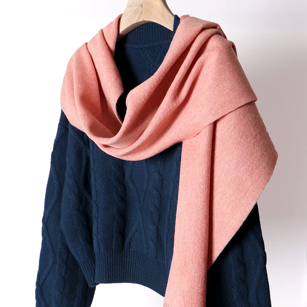 HGJH Schal Damen, Winterschals Rosa Weicher Warmer Schal Dicke Decke Einfarbige Quaste Kaschmir-Feeling-Schal Langer Großer Winterschal Trendige Stola-Schals Für Frauen Und Mädchen