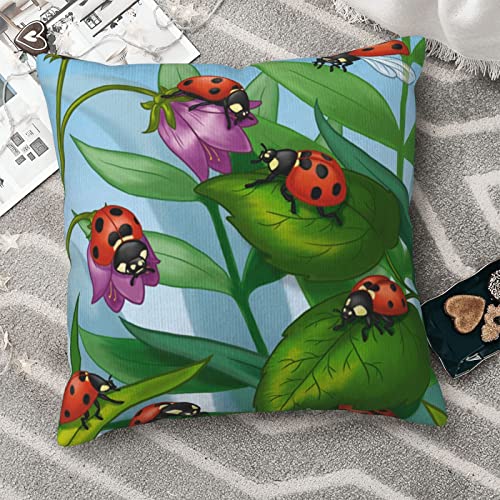 Ladybug Print Throw Pillow Covers,Decorative Soft Corduroy Cushion Covers For Living Room Bedroom Couch Bed Sofa #TOP7