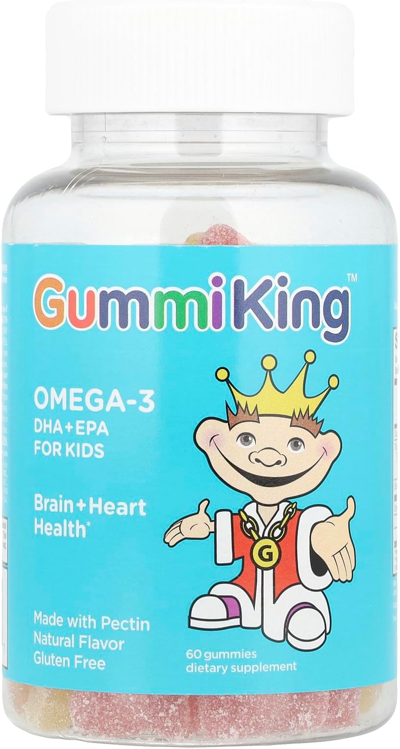 Gummi King DHA Omega-3 Supplement, Lemon/Orange/Strawberry, 60 Count
