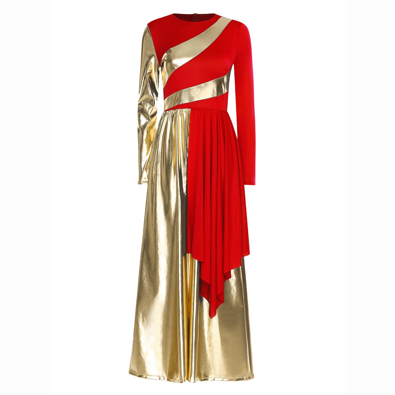 Robe liturgique métallique à manches longues TiaoBug pour femme - 4