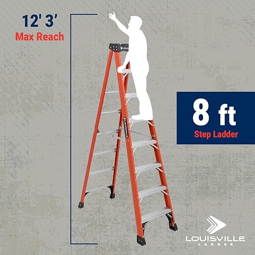 Miniatura 8 de Louisville Ladder Escalera de fibra de vidrio de 8 pies, naranja