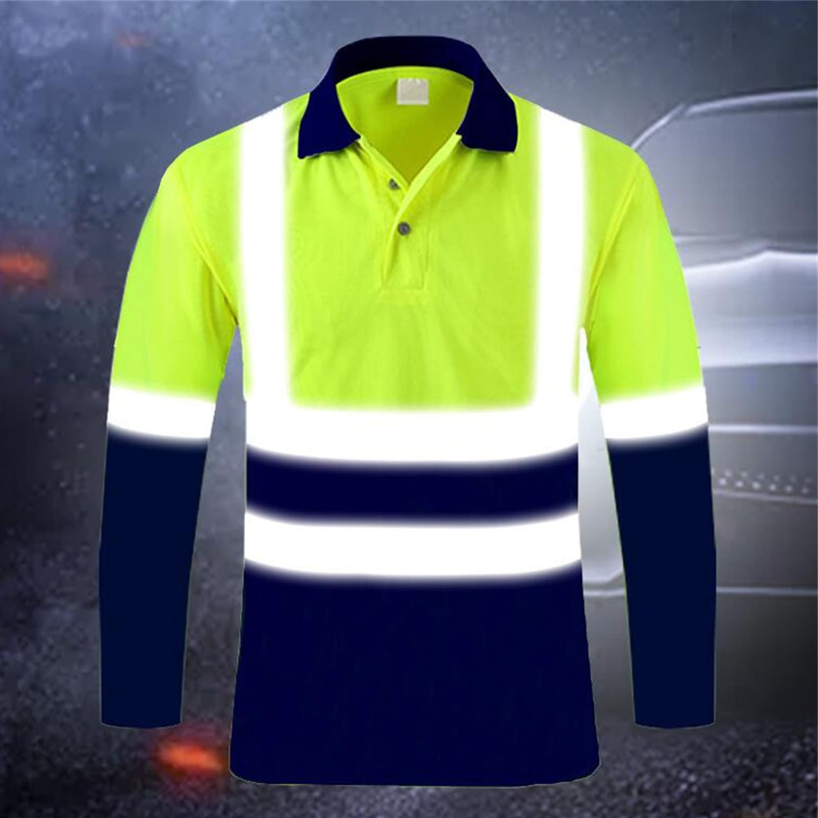 OBiQuzz Sudadera de alta visibilidad para hombre, sudadera con capucha de alta visión, sudadera reflectante de manga larga, camiseta blanca para hombre