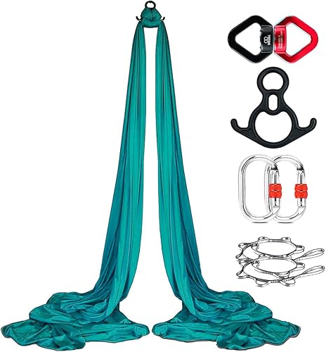 ALANES Aerial Yoga Hammock & Swing Aerial Silks Starter Kit,Full Rigging Hardware & Easy Set-up Guide, Antigravity Flying for All Levels Fitness Bodybuilding (Green)