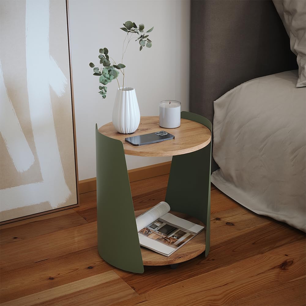 Vicco Mesa de Centro Lofta, Verde, 40 x 40 cm | con ruedas para colocación flexible y fácil desplazamiento