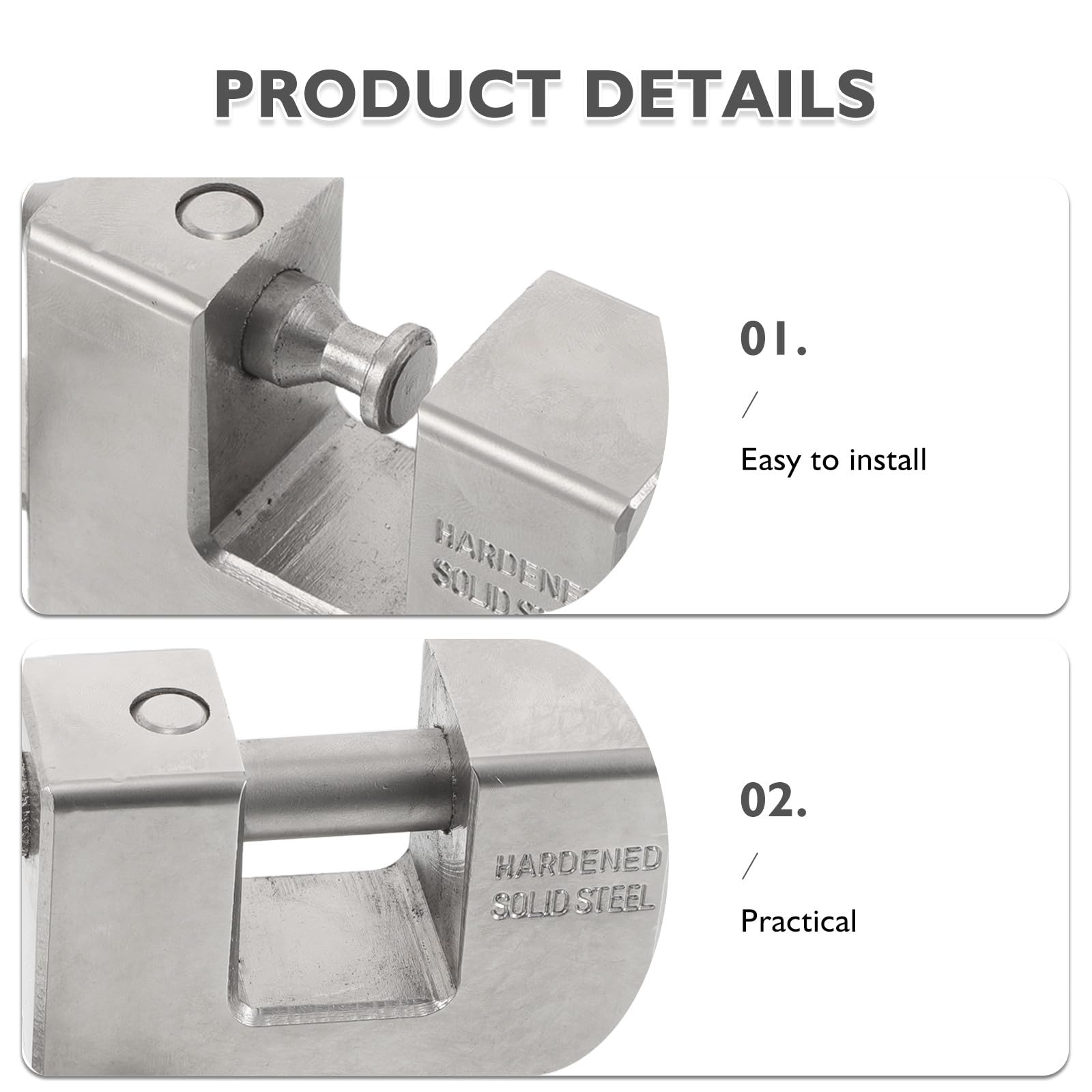 Lucchetto a forma di D, lucchetto in ferro ad alta sicurezza con chiavi, serratura pesante con chiave diversa per container, magazzino, garage, porte, capannoni, serrande, cancelli, argento