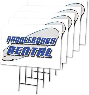 PADDLE BOARD RENTAL 5 Pack Of 12" x 16" Yard Sign & Stake | Advertise Your Business | Stake Included Image On Front Only | Made in The USA