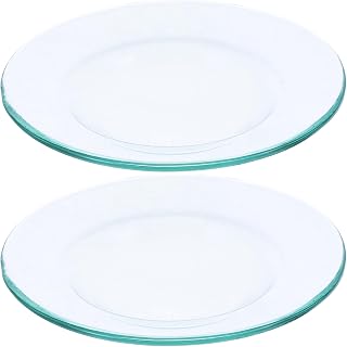 HOMSFOU 2pcs Replacement Oil Warmer Dish Round Clear Wax Warmer Glass Dish Wax Melt Candle Warmer Bowl Plate Lid Tray for Aroma Lamp Electric Lamps Oil Tart Warmer