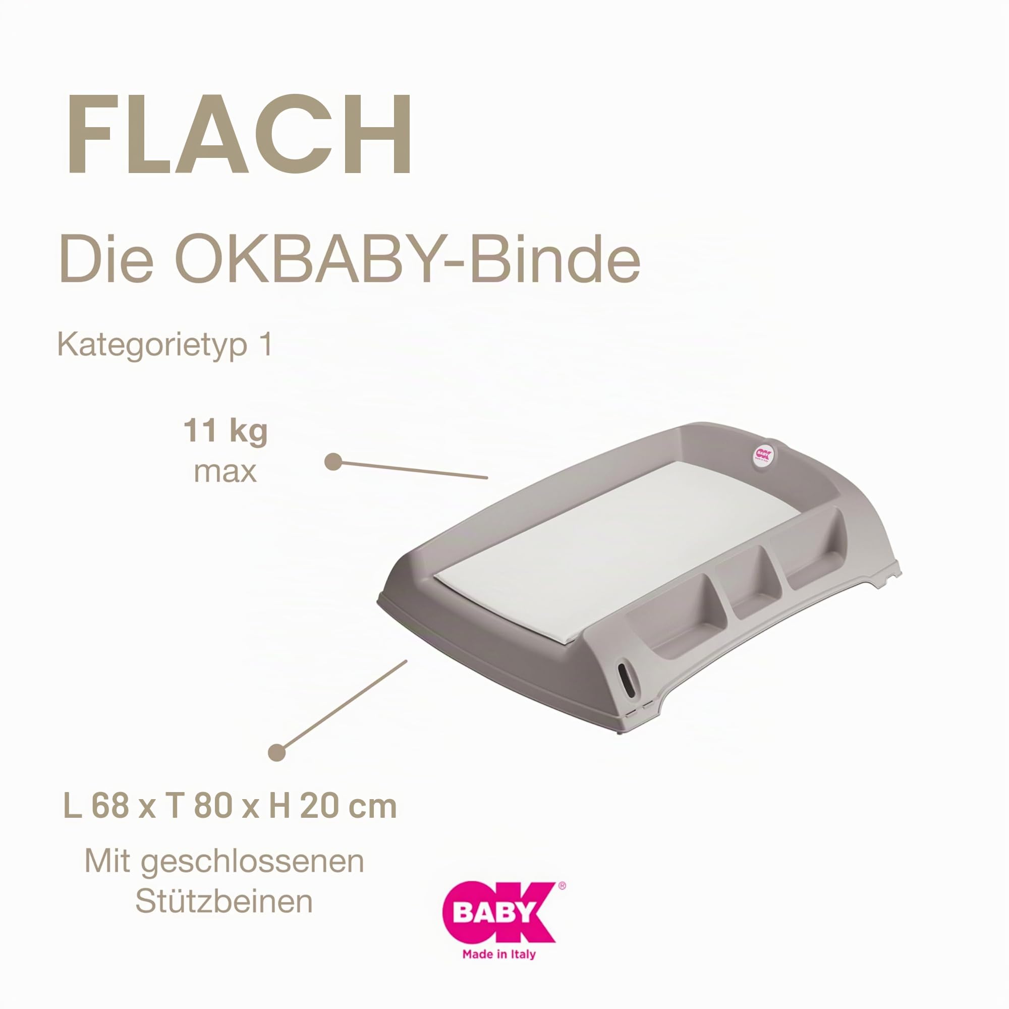 OKBABY Flat Wickelauflage für Tisch Babybett Badewanne max. 11 kg 12 Monate