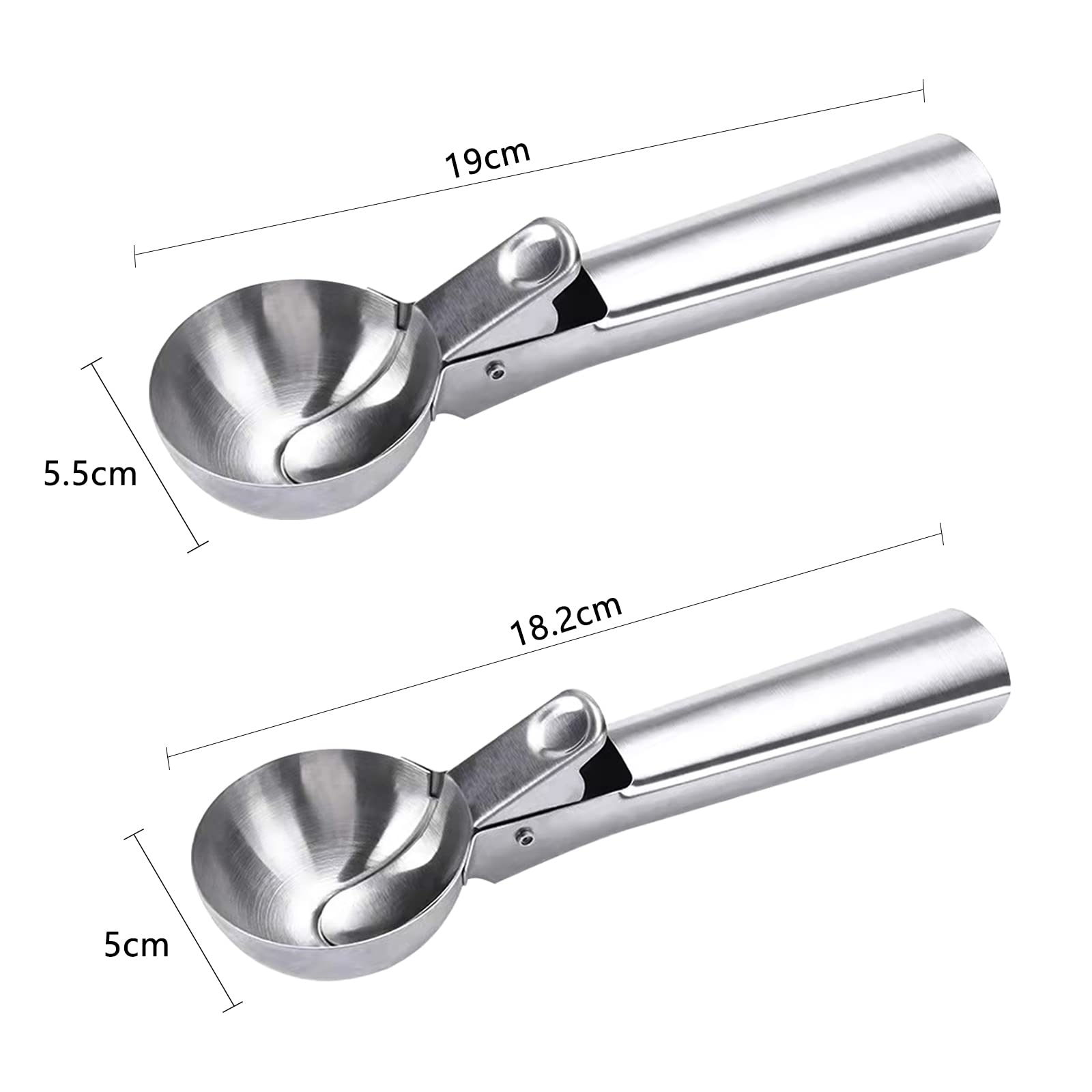 Cucchiaio Per Gelato In Acciaio Inox - 2 Pezzi, Porzionatore Professionale, Per Gelato E Polpette - Foto 2