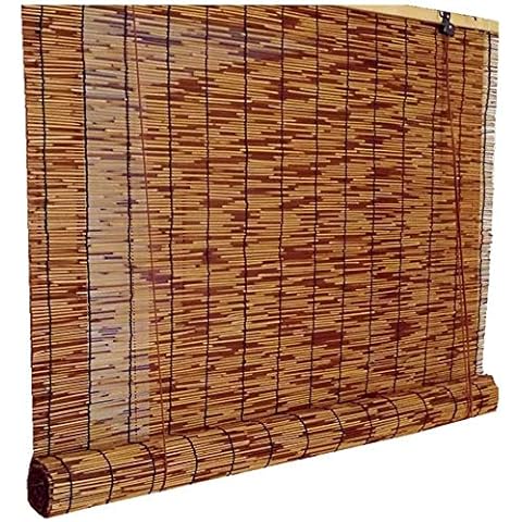 GeYao Natural Reed Curtain,Bamboo Curtain,Carbonization Roman Blinds Louver Window,Shade/Blackout,Decorative Bamboo Roller Blind,Breathable,for Outdoor/Indoor (Size : 100x120cm/39x47in) Cover