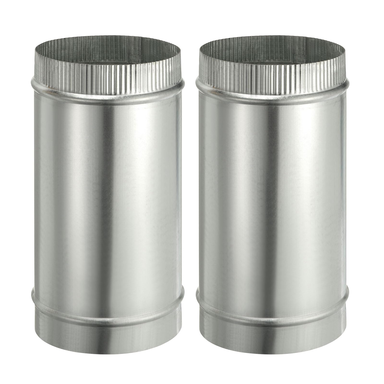 PATIKIL 6 x 12 Inch Round Dryer Duct, 2PCS Galvanized Steel Crimped Straight Air Vent Duct Extension Coupler Pipe Adapter Connector for HVAC Dryer Hood Ventilation Chimney, Silver