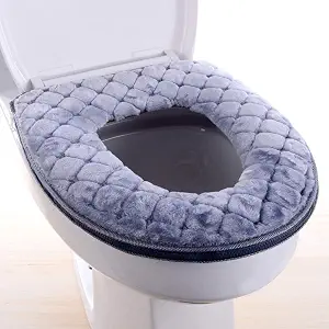 Toilet Seat Cushion - Soft, Thicker, Warmer Washable Cover with Zipper - Reusable and Waterproof