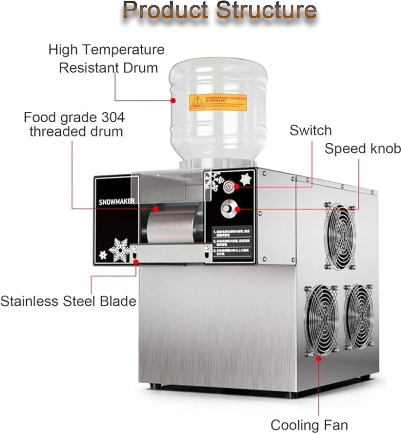 Snowflake Ice Maker Machine, Korean Shaved Ice Machine, 60/120/180kg/DAY Bingsu, Speed Adjustable, for Cafes and Milk Tea Shops Automatic Bingsu Maker 120KG
