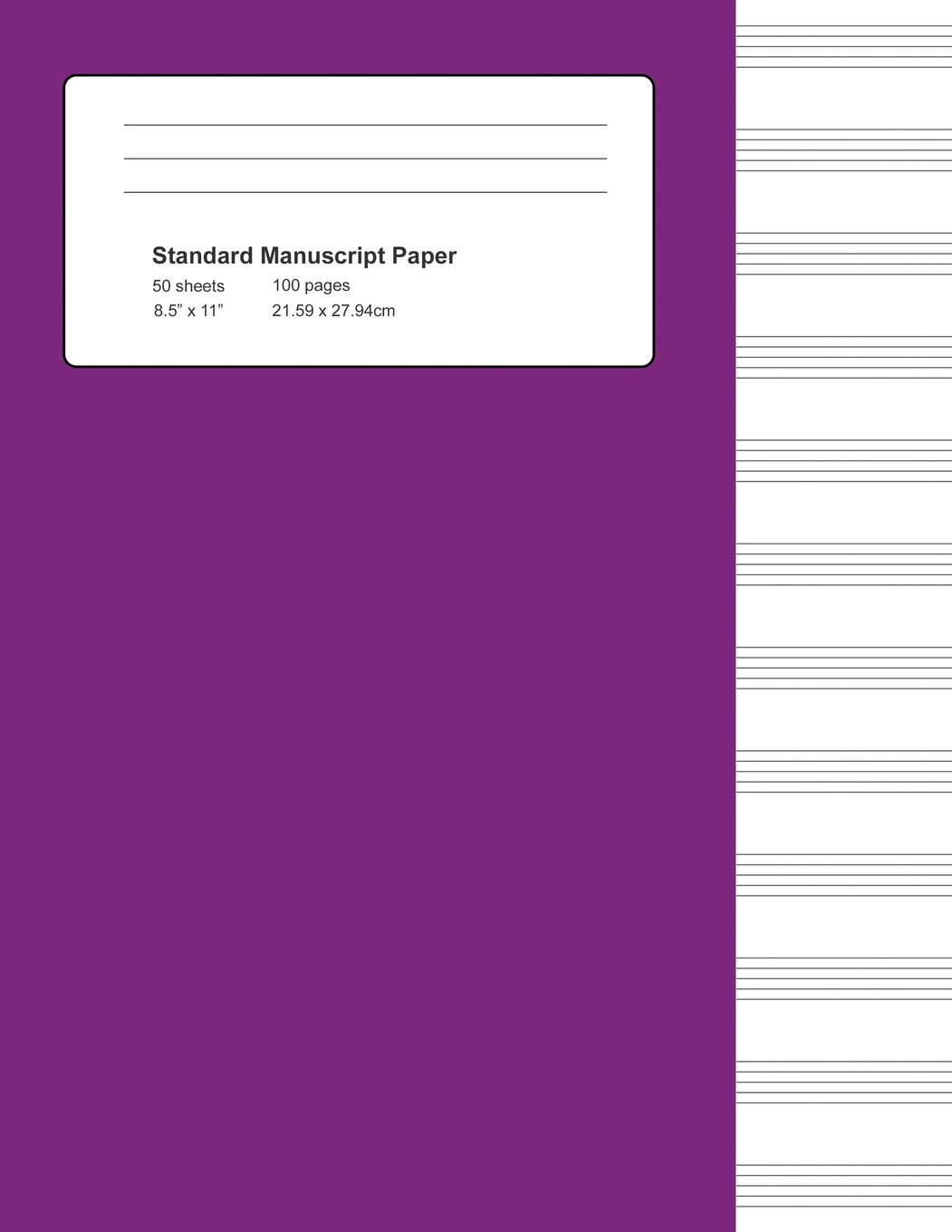 Standard Manuscript Paper: Purple Cover Blank Sheet Music