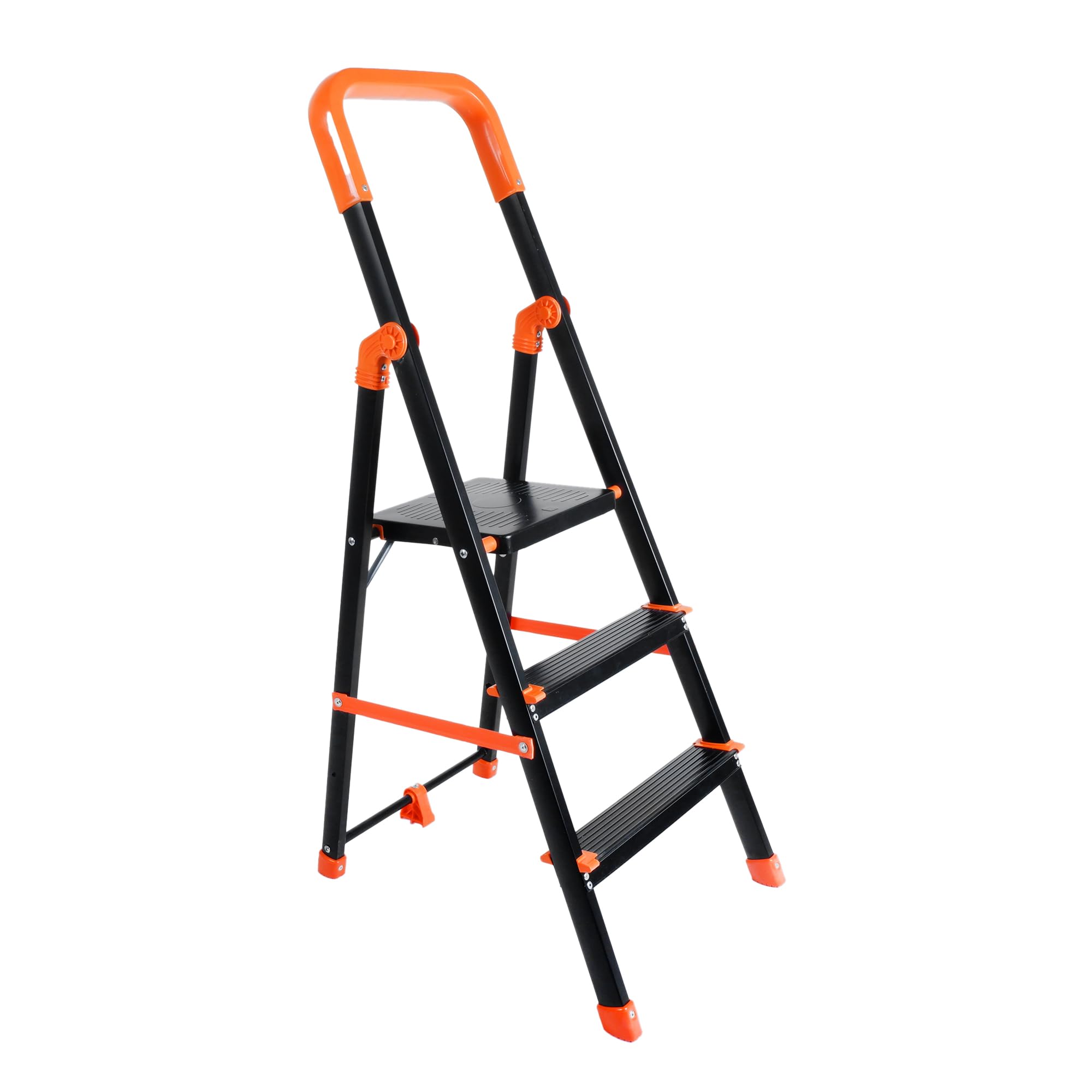 Mizu Mystic 3 Steps Premium Foldable Step Ladder for Home| Anti-Skid Shoes, Slip-Proof Steps & Edge Guards & with Platform-5 Years Warraty (Black)