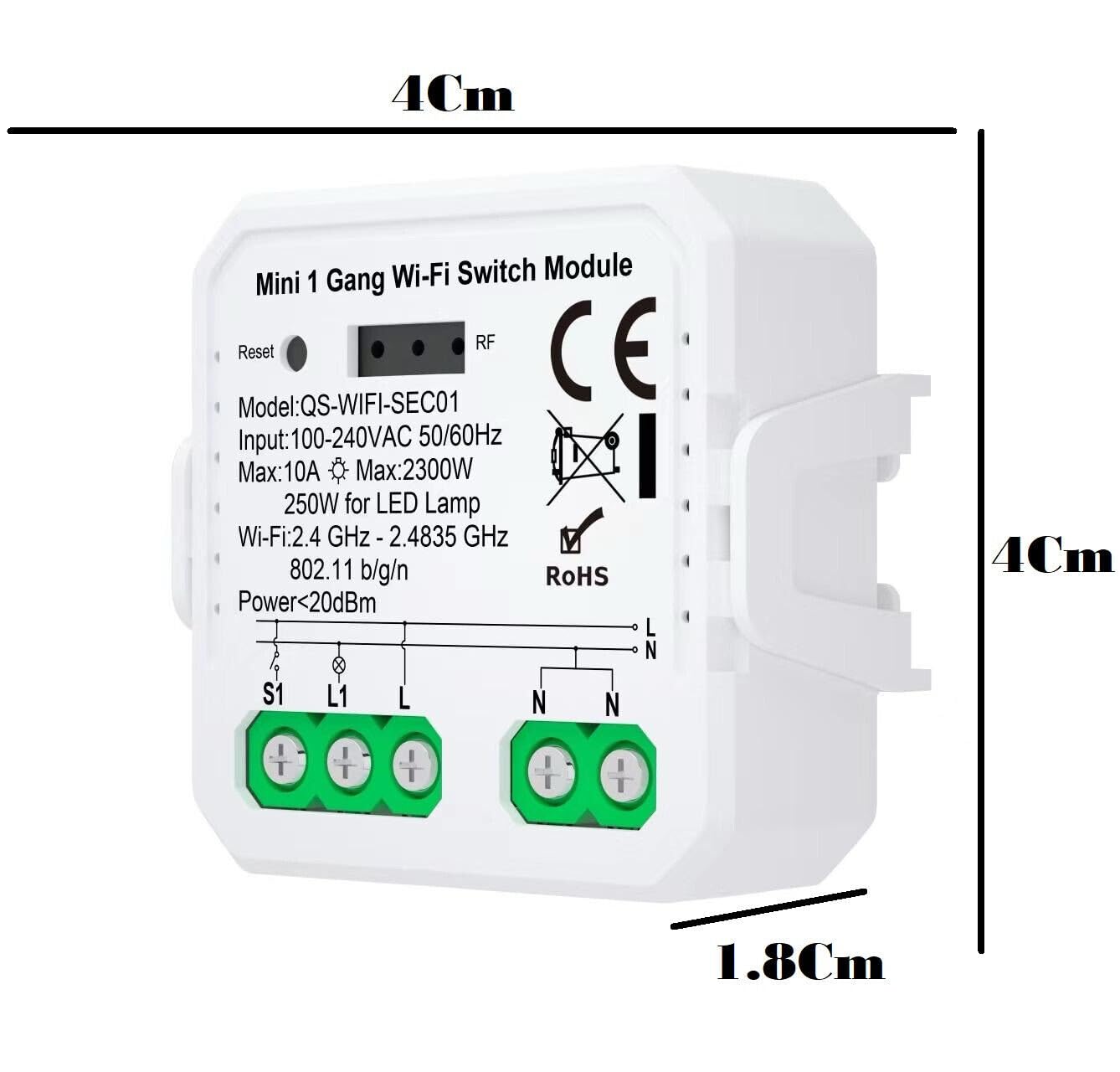 Interruttore Della Luce Intelligente,modulo Smart Interruttore Wi-Fi, App Smart Life, 3 modalità di lavoro, con Alexa Nessun hub richiesto mini Relè WiFi a 1 Vie 16A tuya Smart Life (9)