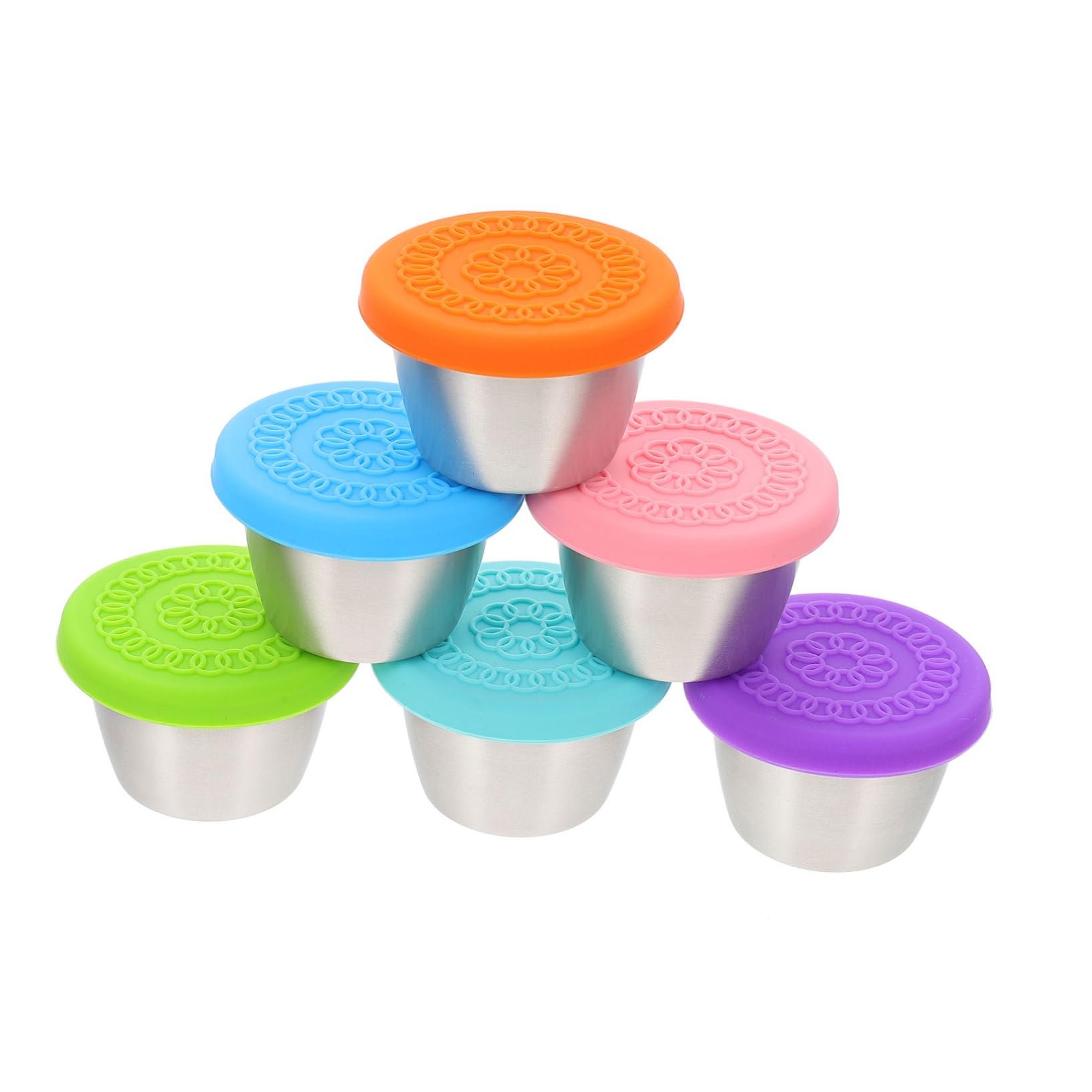 Alipis 6pcs Stainless Steel Sauce Cups Lids Kitchen Condiment Containers for Dipping Multi-functional Seasoning Cups for Family Dinners Picnics
