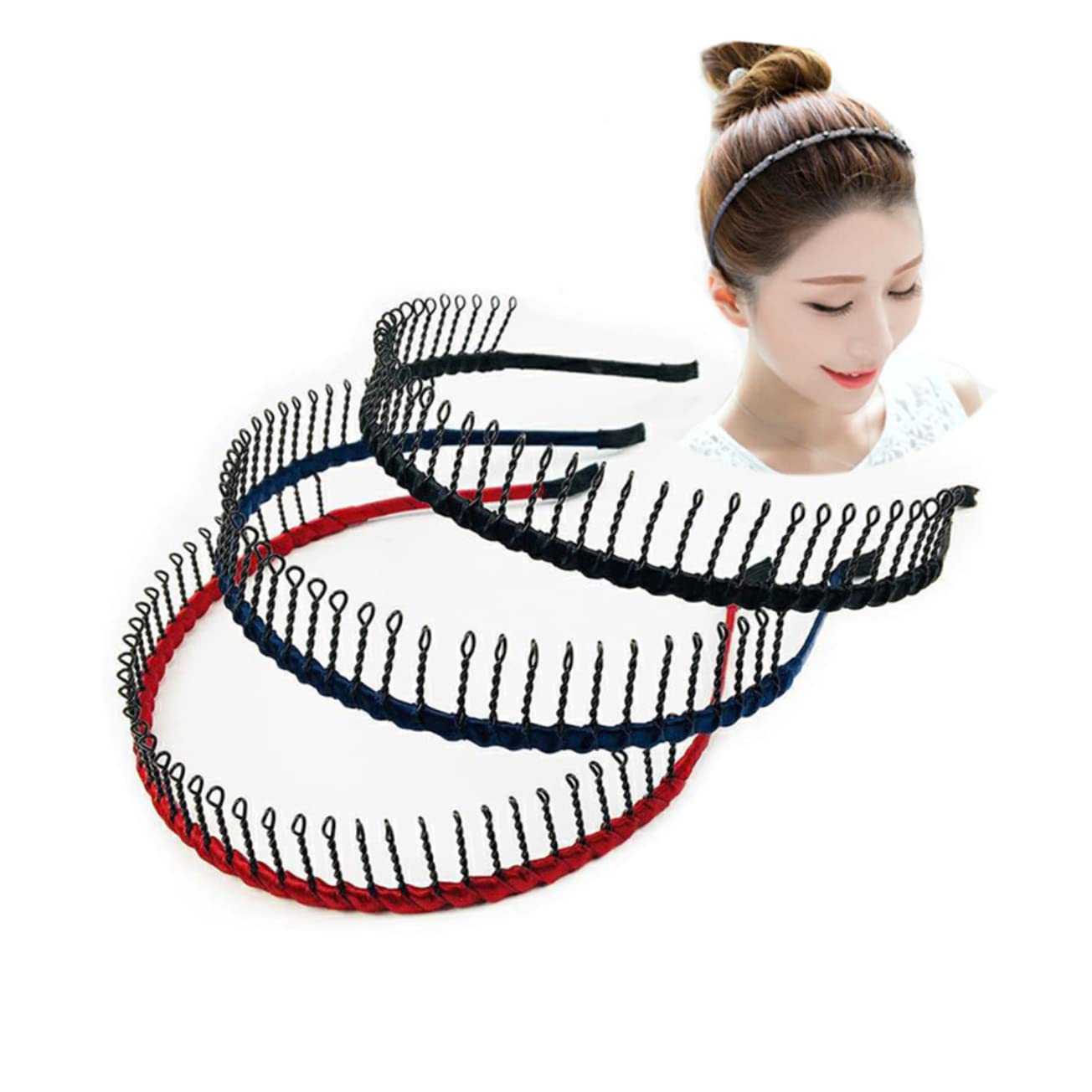 DOITOOL 14pezzi Cerchietto Antiscivolo Metallo Con Denti Lunghi Per Sport Makeup e Pulizia Viso Accessori Colorati Per Resistente e Durevole