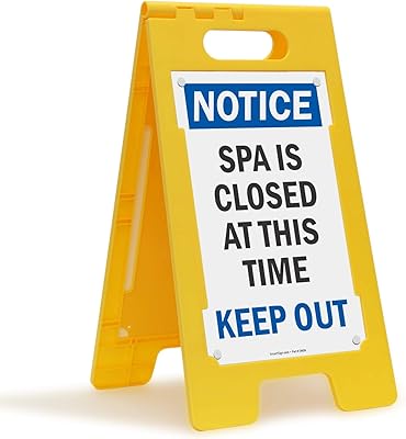 SmartSign 25 x 12 inch “Notice - Spa Is Closed At This Time, Keep Out†Two-Sided Folding Floor Sign, Digitally Printed Polypropylene Plastic, Multicolor