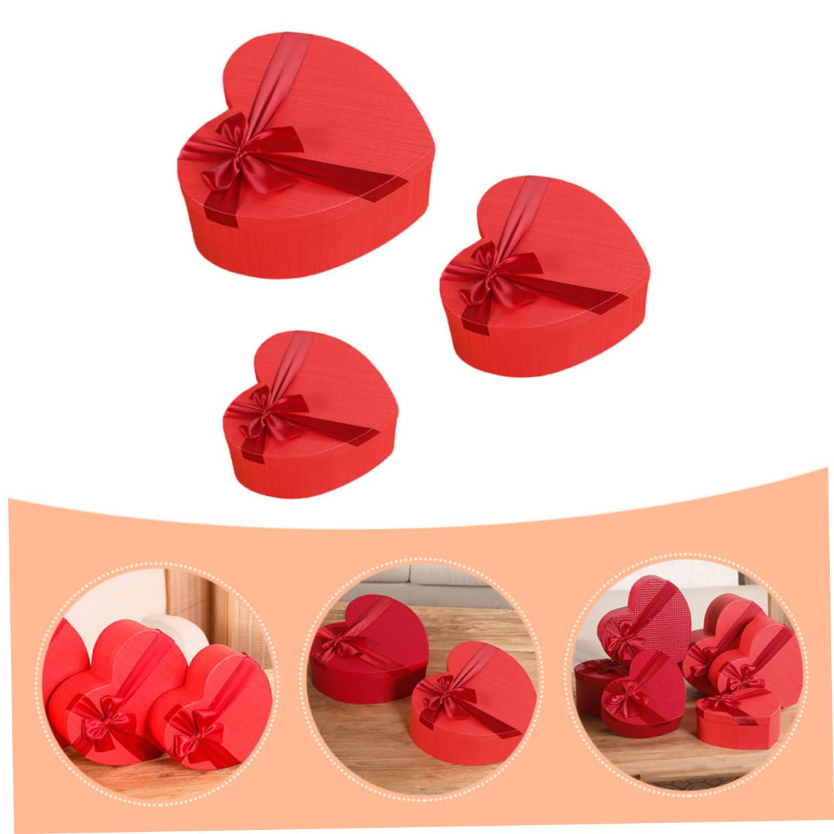 MUCKLILY Herzförmige Geschenkbox 3 Stück aus Langlebigem Material Kompakte Aufbewahrungsbox für Süßigkeiten und Schmuck Dekorative Verpackung für Valentinstag und Hochzeit