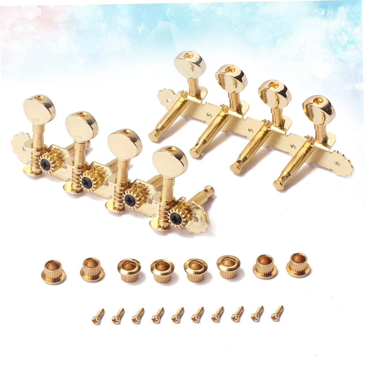 LIFKOME Mandolin Guitar Tuning Pegs Set Left Right Machine Heads with Screws Ferrules Durable Body for String Mandolin Easy Installation Instrument