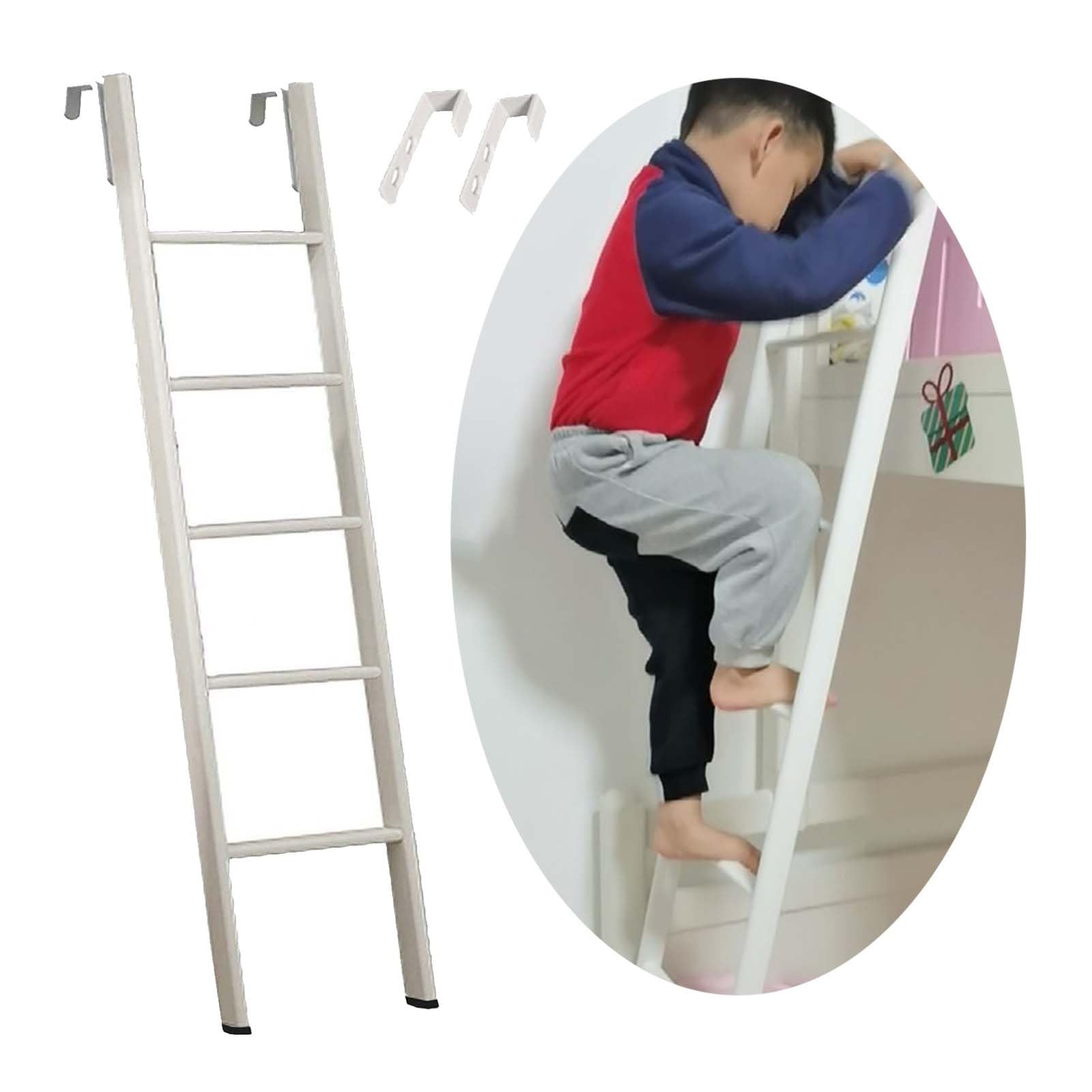Replacement Ladder for Bunk BedsMetal Step Ladder for Kids & Adults with Hooks Side Access for RVs 50"/55"/65"/69"/73" Options Sturdy & Safe Bunk Bed Accessory