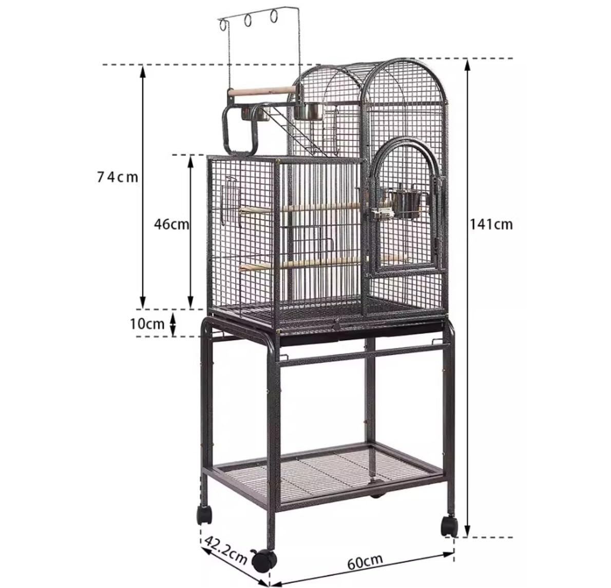Gabbia Uccelli Gabbia per Uccelli Gabbia Per Pappagalli Grande Da 55" Con Ganci Giocattolo Sopra Il Posatoio Per Uccelli, Tazze Per Cibo, Supporto Con Rotelle, Gabbia Per Uccelli Per Calopsitte E Picc